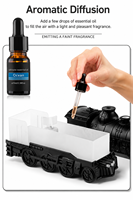 Diffuseur d'arômes USB vintage en forme de train de 300 ml avec brume fraîche et effet anneau de méduse