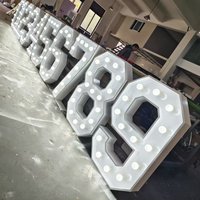 Support lumineux pour toile de fond pour mariages, fêtes, décorations d'hôpitaux, chiffres et lettres LED personnalisés en acier inoxydable de 3, 4 et 5 pieds