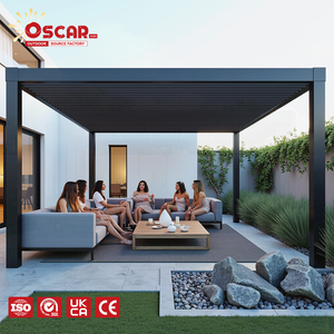 Pérgola Motorizada de Aluminio con Techo de Láminas Automáticas y Pantalla Lateral, <span class=keywords><strong>para</strong></span> Patio, Jardín, Balcón, Pérgola Eléctrica Inteligente con Soporte <span class=keywords><strong>para</strong></span> <span class=keywords><strong>Placas</strong></span> - Product Image 1