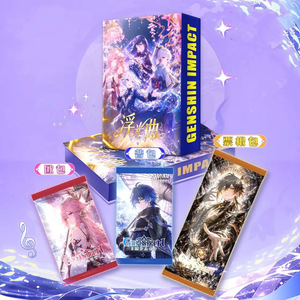 LAIMAN <span class=keywords><strong>Genshin</strong></span> Impact Floating Light Melody <span class=keywords><strong>Anime</strong></span> Trading Cards Booster Box Pacchetti di Carte Personaggio Collezione Regalo per Feste Blind Box - Product Image 1