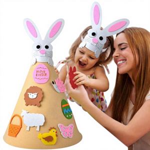Jouet éducatif <span class=keywords><strong>en</strong></span> feutre lapin de <span class=keywords><strong>Pâques</strong></span> - Décoration d'arbre <span class=keywords><strong>pour</strong></span> coin de salle de classe <span class=keywords><strong>en</strong></span> tissu <span class=keywords><strong>pour</strong></span> nourrissons (0-3 ans) - Product Image 1