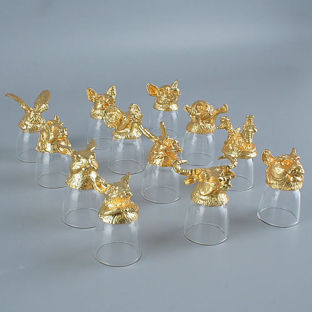 Likeur Glaswerk Gift Set Wijn Legering Kristal 12 Chinese Zodiac Souvenir Gepersonaliseerde Custom Metalen Borrelglaasjes