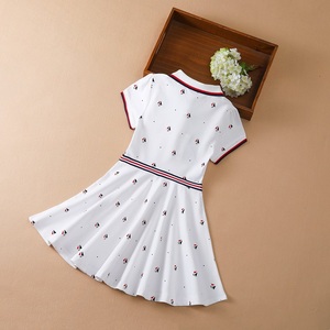 KUYEEBEAR 2020 Vestido de Verano de Manga Corta para Niñas, Vestido Dulce de Manga Corta para Bebés, ODM, Geométrico, Liso, Teñido, Cuello Alto - Product Image 6