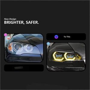 Pour BMW X6 2008-2014 Phares <span class=keywords><strong>E71</strong></span> Modifiés Lentille Laser Œil Doré Bicolore Ensemble de Phares Type Cuillère 12V 4500 Lumens - Product Image 2