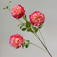 Bunga Peony Daisy Maroko Buatan, Dekorasi Bunga Sutra Tiga Kepala Gaya Nordik Kelas Atas untuk Hiasan Meja Pernikahan