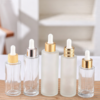 Flacon compte-gouttes rond vide en verre blanc, or, argent, transparent ou dépoli pour huiles essentielles, huiles capillaires, sérums et parfums, 20ml - 100ml