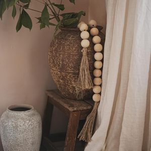 RUIRUICO Extra <b>Large</b> Wood <b>Bead</b> Garland 1.6\" Diameter Nature Beige 41 Inches Farmhouse Decorative <b>Beads</b> Home Decor Decorative - Product Image 2