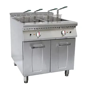 42L Commercial Kitchen Equipment 2 Tank Electric Deep Fryer with Cabinet CE Approval (7E-TC-2)