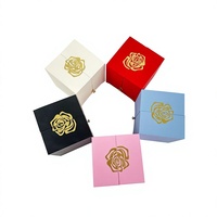 Vente en gros de boîte à bijoux rose de qualité bleue fleur éternelle boîte à bijoux à double ouverture boîte cadeau de fleurs pour la Saint-Valentin