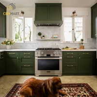 CBMMART Meubles modernes haut de gamme, armoires de cuisine en bois MDF mélaminé vert Shaker personnalisées, ensemble d'armoires de rangement