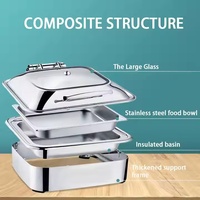 Chauffage de carburant d'acier inoxydable de serveur de buffet de plat de chauffe-plat en laiton de luxe commercial pour des hôtels et des restaurants de mariages