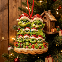 Breloque personnalisable en résine Grinch Couple - Pendentif décoratif de Noël pour arbre de Noël, décoration d'intérieur pour fans de films, ornements de Noël
