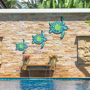 Kunstdecoraties met strandthema met een set van drie schildpadden uit de serie Marine Life, perfect voor wanddecoratie - Product Image 2