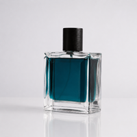 Vente en gros de flacons de parfum vides carrés de 50 ml et 100 ml avec bouchon magnétique noir, fond épais, flacon en verre transparent pour boîte cadeau