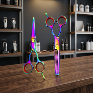 Ciseaux de coiffure professionnels de qualité supérieure en acier inoxydable pour droitiers, manche long, lames affûtées - Product Image 5