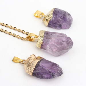 Wholesale Spiritual <b>Crystal</b> Amethyst Pendant Natural <b>Crystal</b> Necklace Gemstone Amethyst <b>Raw</b> Stone Pendant - Product Image 5
