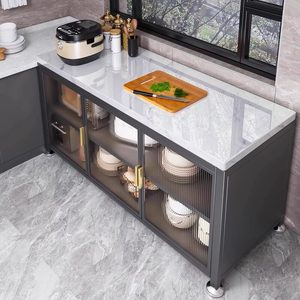 Étagère de rangement métallique pour cuisine, directement de l'usine, personnalisable, à trois niveaux, réglable, durable, pour vaisselle, meubles de maison, hôpital - Product Image 1