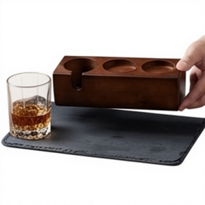 Organizador de Tazas Rectangular de Madera Premium con 3 Orificios, Diseño Minimalista, Hecho a Mano, para Sala de Estar - Product Image 5