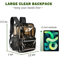 Sac à dos transparent en PVC imperméable de haute qualité pour enfants et femmes, avec fermeture éclair, ceinture à coussin d'air, capacité 20-35L