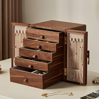 Boîte à bijoux de luxe en noyer organisateur de bijoux en bois 5 couches grande capacité boîte de rangement en bois polyvalente pour montre à bijoux