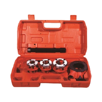 Juego de Herramientas Manuales para Roscado de Tuberías E-work OEM con 3 Matrices para Tubos de 1 1/4"-2", Construcción de Acero de Grado Industrial, Mango de Plástico