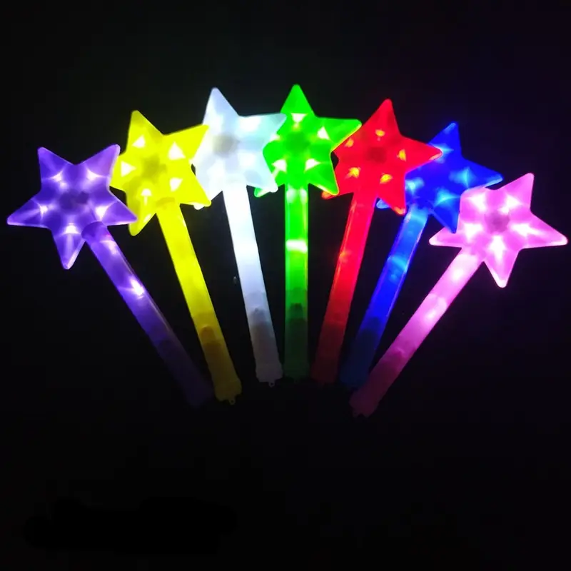 Varinha mágica de estrela LED para torcida, cosplay para festas e bar, comemoração de páscoa e Ramadã e ano novo com luzes piscando