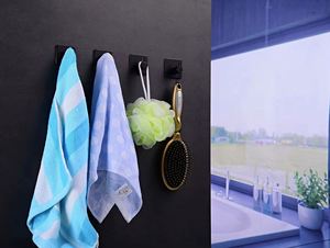 WEKIS Hollow Strong Brushed Stainless Steel Eco-Friendly Waterproof Multifunctional Traceless Adhesive Wall Mount <b>Kitchen</b> <b>Hook</b> - Product Image 2