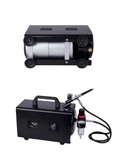 Multi-purpose Gravity Feed Dual-action Airbrush Kit Powerful 1/5hp Single Piston Quiet Air Brush Airbrush Compressor