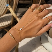 Ensemble de bijoux SUMMLY tendance avec bracelet et bague ajustable en forme de cœur géométrique en zircon, plaqué or 18 carats, en acier inoxydable, pour femmes, cadeau de fête