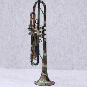 Trompette en laiton jaune, finition de surface camouflage, taille standard, instrument en laiton - Product Image 3