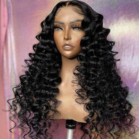 Perruques Lace Front HD 26 pouces en cheveux humains vierges brésiliens, sans colle, ondulation lâche, transparentes 13x6, double densité, nœuds blanchis, noires