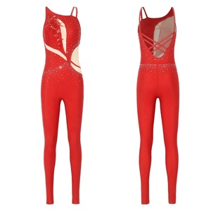 Justaucorps de danse pour femme, asymétrique, sans manches, en maille ornée de strass, pour spectacle et gymnastique, sur mesure - Product Image 5