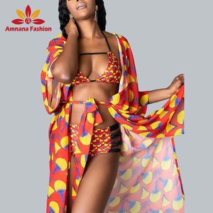 2021 nuovo stile Alla Moda <span class=keywords><strong>Sexy</strong></span> di Stampa Africana Costume Da Bagno set di corrispondenza un Headwrap e un <span class=keywords><strong>kimono</strong></span> con un alta qualità - Product Image 1