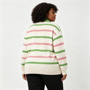<span class=keywords><strong>Cardigan</strong></span> da <span class=keywords><strong>Donna</strong></span> a Righe <span class=keywords><strong>Rosa</strong></span> con Ricami, Maniche Lunghe e Motivo Jacquard Lavorato a Maglia, ODM OEM - Product Image 2