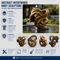 Sculpture moderne abstraite en acier inoxydable, grande statue à nœuds entrelacés pour la décoration de villa, jardin, place publique ou entrée extérieure
