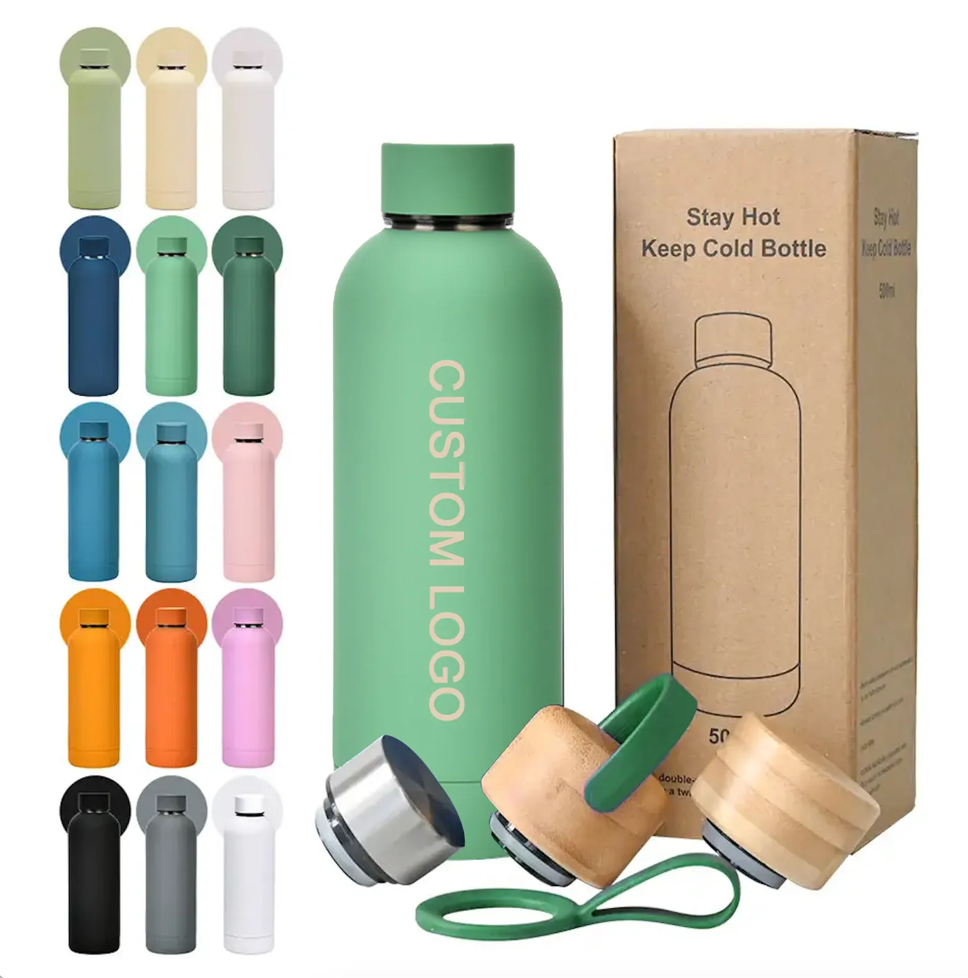 Customize Logo Small Mouth Frosted Water Bottle Stainless Steel Vacuum Flask Sports Camping Botella De Agua