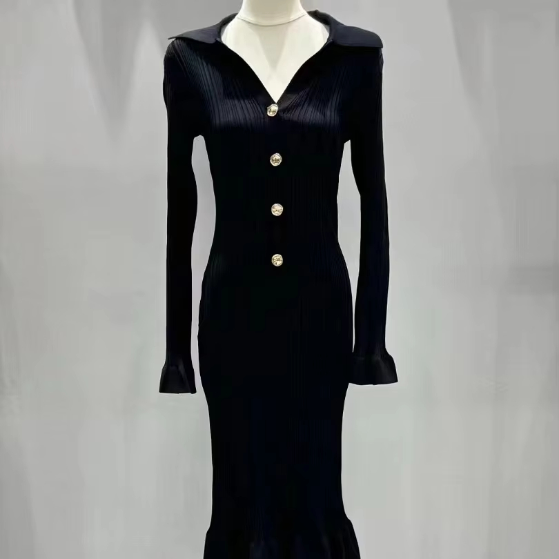 KD2265 Mermaid Knitting Dress Winter Dresses Women High Quality Black  Dresses Elegant Women Flare Sleeves| Alibaba.com