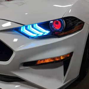 Rgb renkli panoları rüya renk şeytan gözler chasing halo yüzükler için 2021 Ford Mustang farlar kitleri