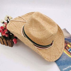 Wholesale Western Cheap Mens Raffia <b>Straw</b> Flat Brim Cowboy <b>Hats</b> for Men - Product Image 4