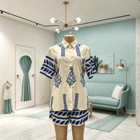 Ensemble haut et short 2 pièces pour femme, en coton blanc de luxe brodé, manches longues, ample, décontracté, respirant, pour l'été