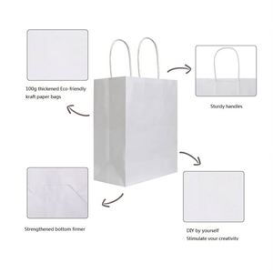 KUAIMA Bolsa de Papel Kraft Blanca de 21*11*27cm con Impresión Personalizada al por Mayor, con Asa de Papel, Bolsa de Regalo Personalizada - Product Image 4