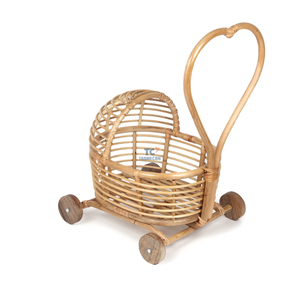 Produit le plus vendu landau pour bébé tissé à la main landau en osier landau de poupée en rotin avec roues - Product Image 3