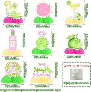 Centrotavola a nido d'ape per addio al nubilato, decorazioni per addio al nubilato con tema Margaritas e Matrimonio, topper da tavolo a forma di anello con diamante per cocktail al limone - Product Image 5