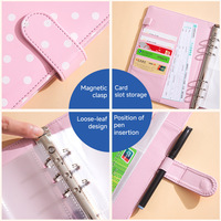 Carpeta de Anillas A5 de Cuero PU con Diseño de Puntos y Logotipo Personalizado, Cubierta para Cuaderno, Organizador Impermeable, Agenda para la Escuela y Oficina