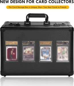 Boîte de rangement pour cartes gradées en aluminium à 4 rangées avec fenêtre en acrylique transparente, idéale pour les cartes en slab, résistante à la poussière, disponible en OEM/ODM - Product Image 2