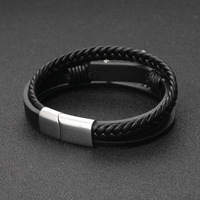 Hiphop Ancre Charme Tressé Bracelets En Acier Inoxydable Corde Brassard pour Hommes Poignet Accessoires En Cuir Véritable Bracelet Bijoux