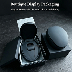 Premium Full Set Matte <b>Black</b> Oval Watch <b>Box</b> Shockproof Inner Cushion Single Watch Packaging <b>Box</b> For Retail Store Sale - Product Image 2