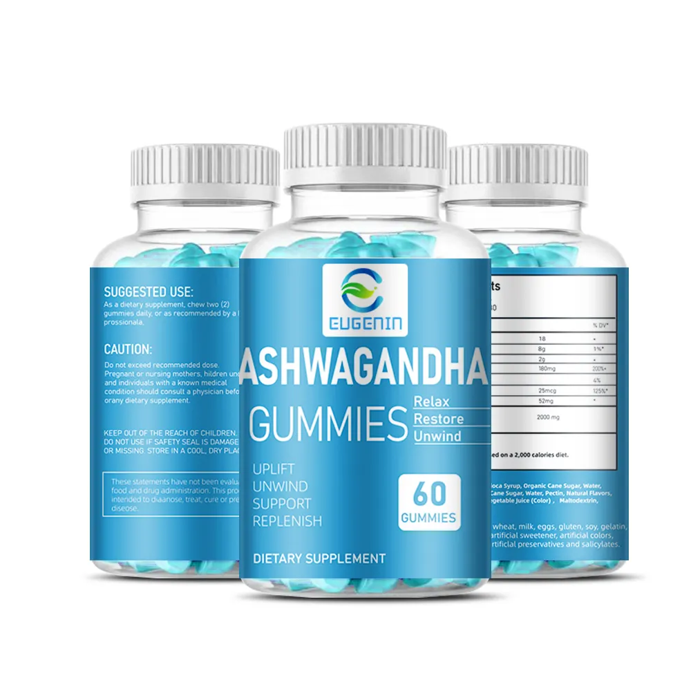 Oem Angst Reliëf Producten Anti Stress Verlichting Smaak Antioxidant Supplement Goed Slapen Ashwagandha KSM-66 Gummies