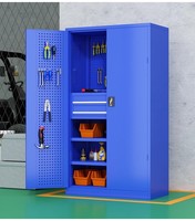 Armoire de rangement industrielle haute pour outils avec serrure à clé, portes doubles, panneau perforé, 1 tiroir – Fournisseur OEM/ODM