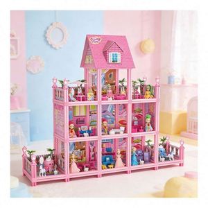 Princess Villa Houses <b>Play</b> Set With Bedroom <b>Kitchen</b> Bathroom Balcony Furniture Pretend <b>Play</b> Gift for Girls Kids - Product Image 5